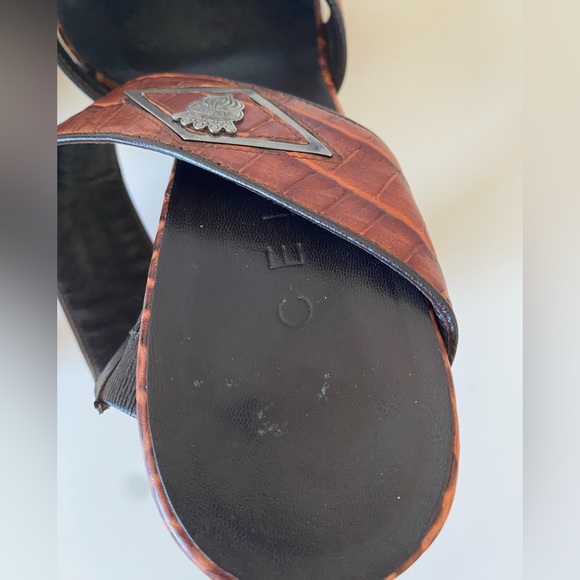 CELINE Brown Croc Print Leather High Heel Sandals SZ 39C - Picture 11 of 15